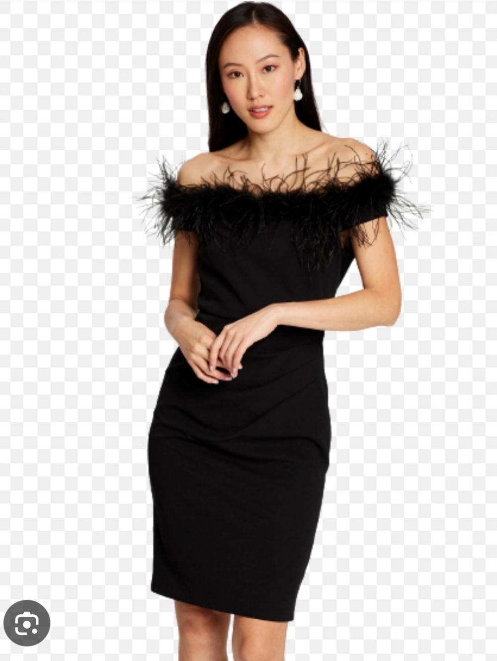 Spring & Mercer Black Feather Mini Sheath Dress Size XS